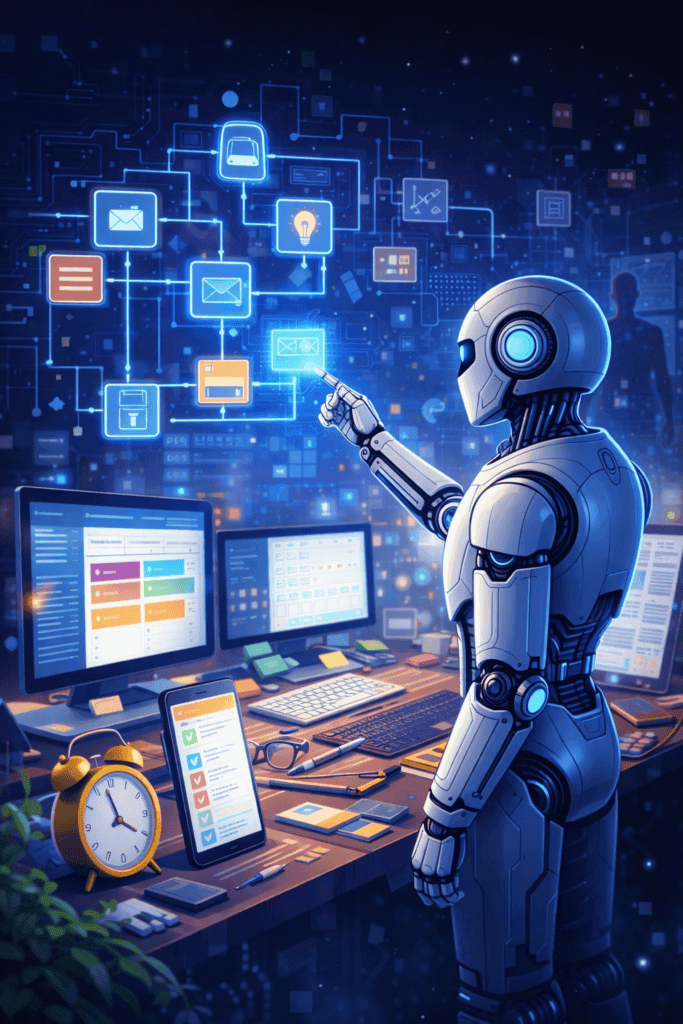 automatización del trabajo con inteligencia artificial y herramientas de productividad