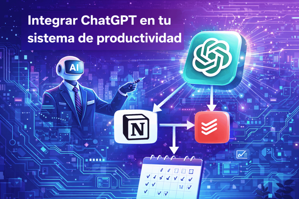 integrar ChatGPT en un sistema de productividad con Notion y Todoist para organizar tareas y automatizar trabajo