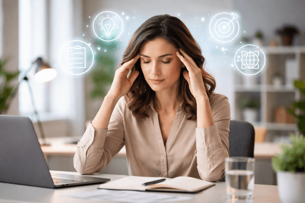 persona concentrada mostrando claridad mental mientras trabaja