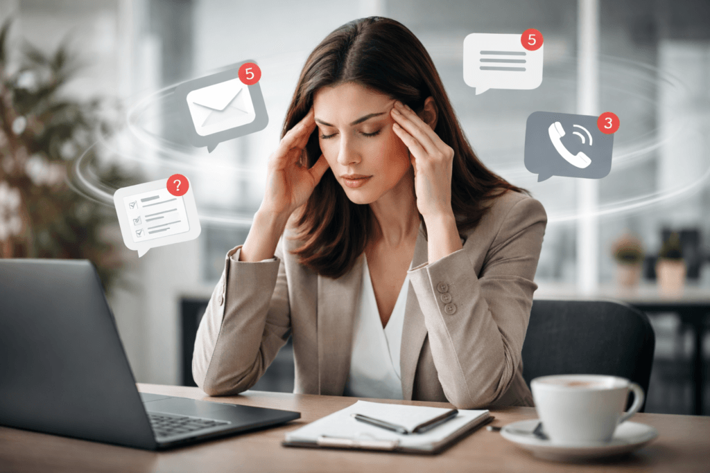 persona trabajando con distracciones mentales que afectan a la concentración