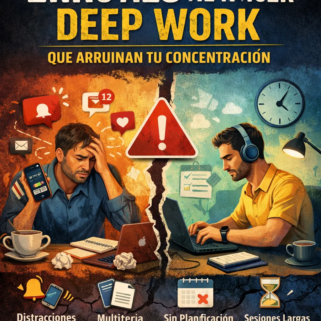 errores al hacer deep work que afectan a la concentración y la productividad