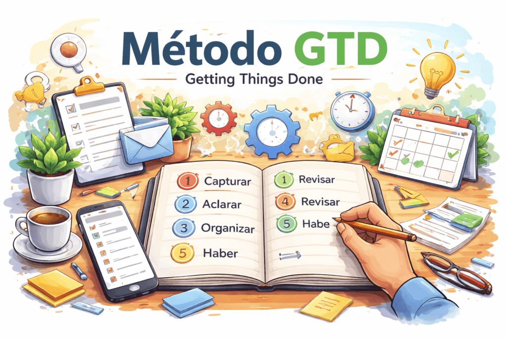 Método GTD Getting Things Done explicado con los cinco pasos del sistema de productividad de David Allen