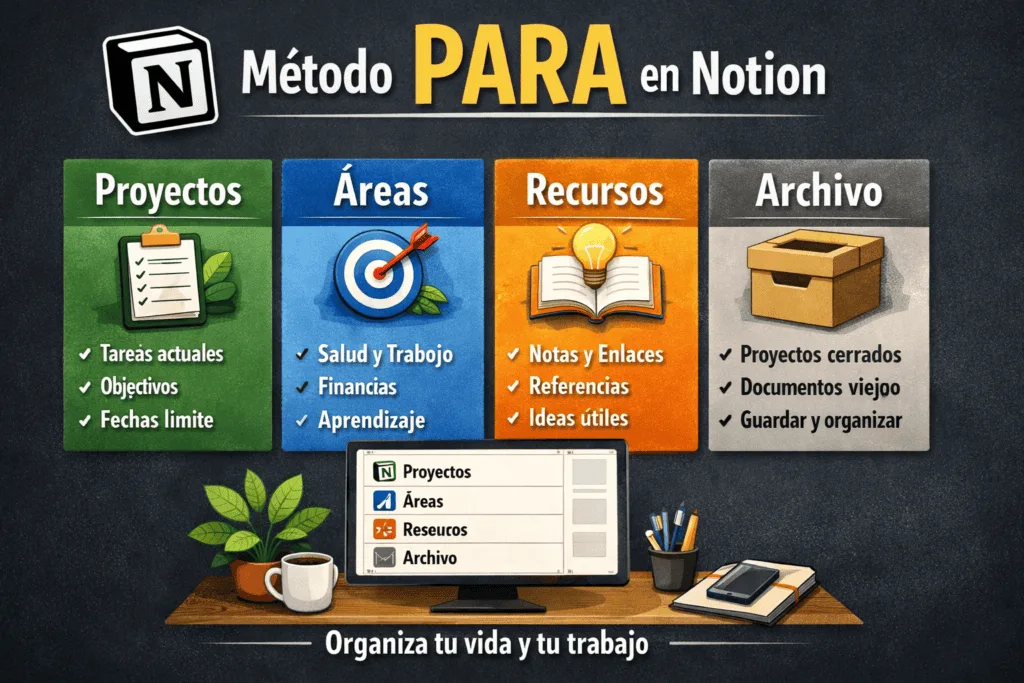 metodo para en notion organizando proyectos areas recursos y archivo dentro de un sistema de productividad digital