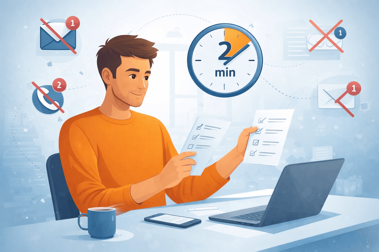Regla de los 2 minutos para eliminar microtareas y mejorar la productividad en el trabajo