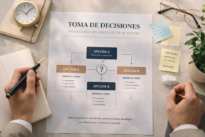 toma de decisiones analizando diferentes opciones antes de elegir