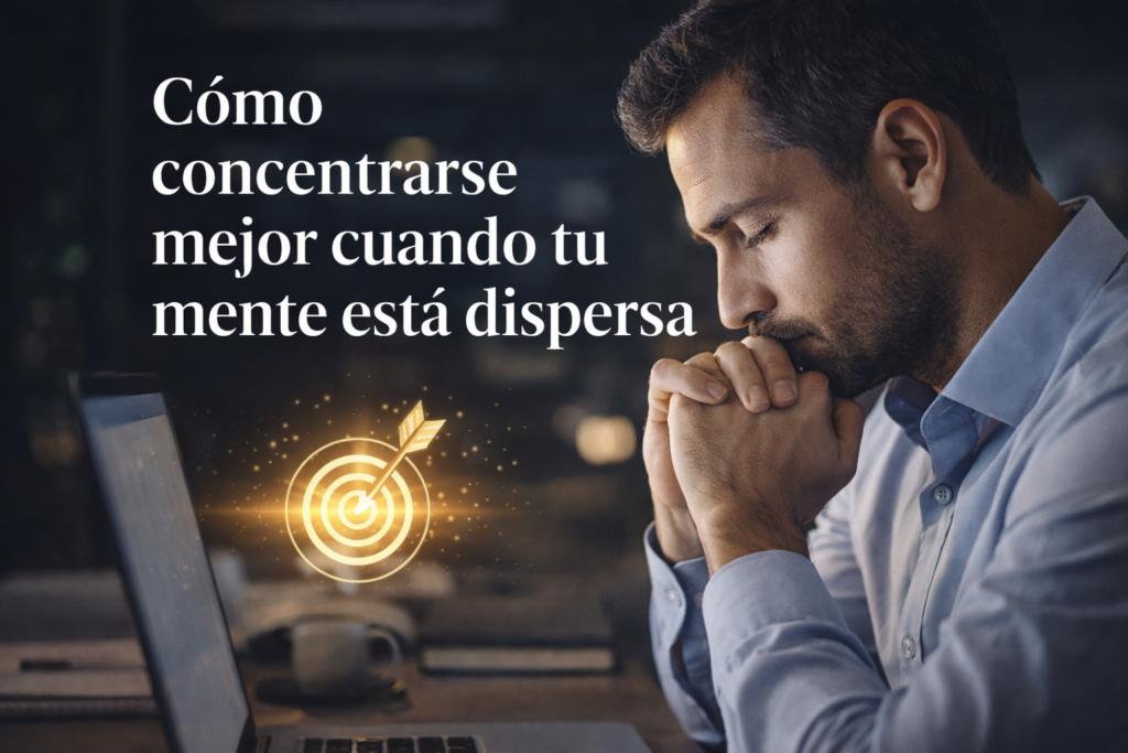 cómo concentrarse mejor cuando tu mente está dispersa trabajando concentrado en un ordenador
