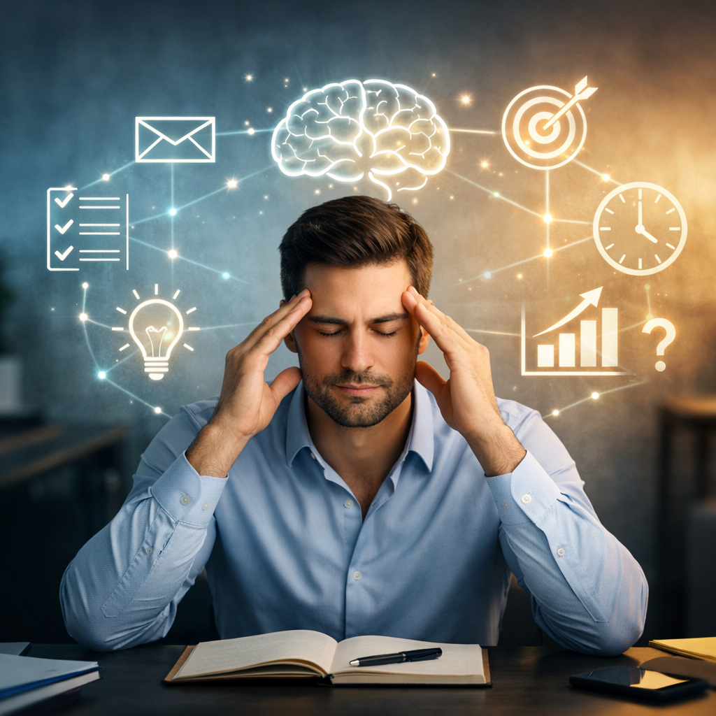 persona concentrada representando cómo tener claridad mental y organizar ideas