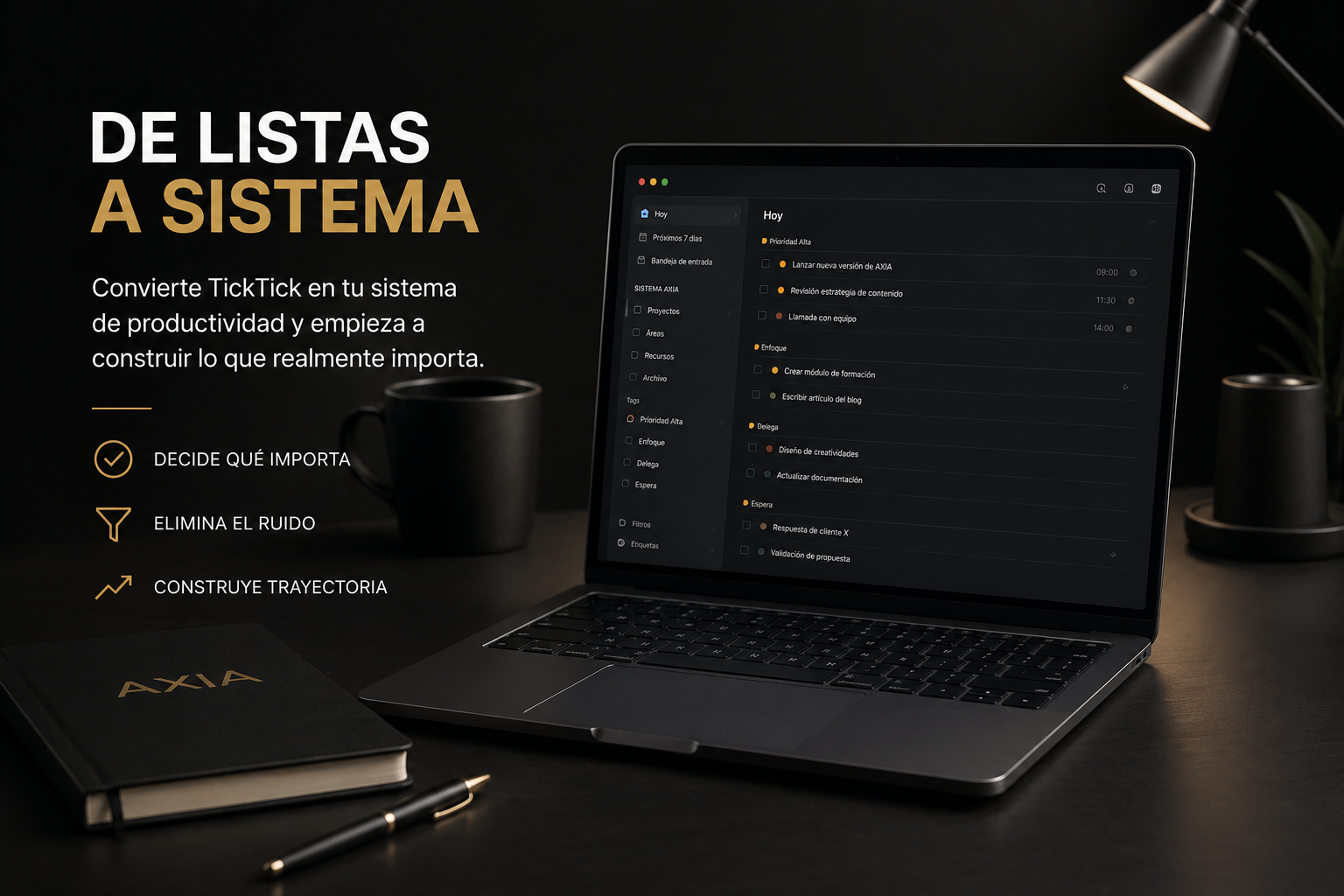 convertir TickTick en sistema de productividad profesional sin saturación