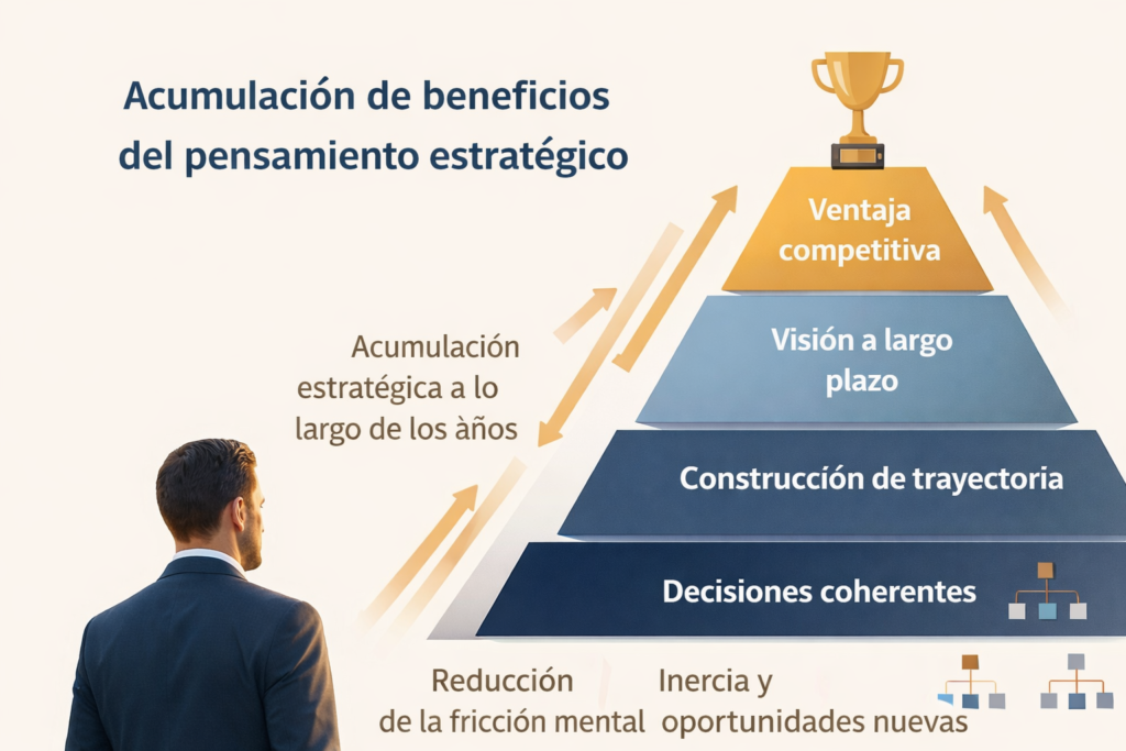 diagrama de la acumulación de beneficios del pensamiento estratégico a largo plazo