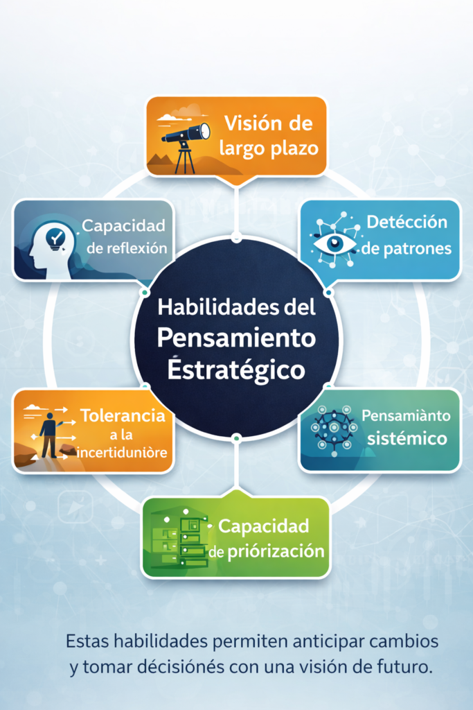diagrama de las habilidades del pensamiento estratégico y sus principales capacidades

