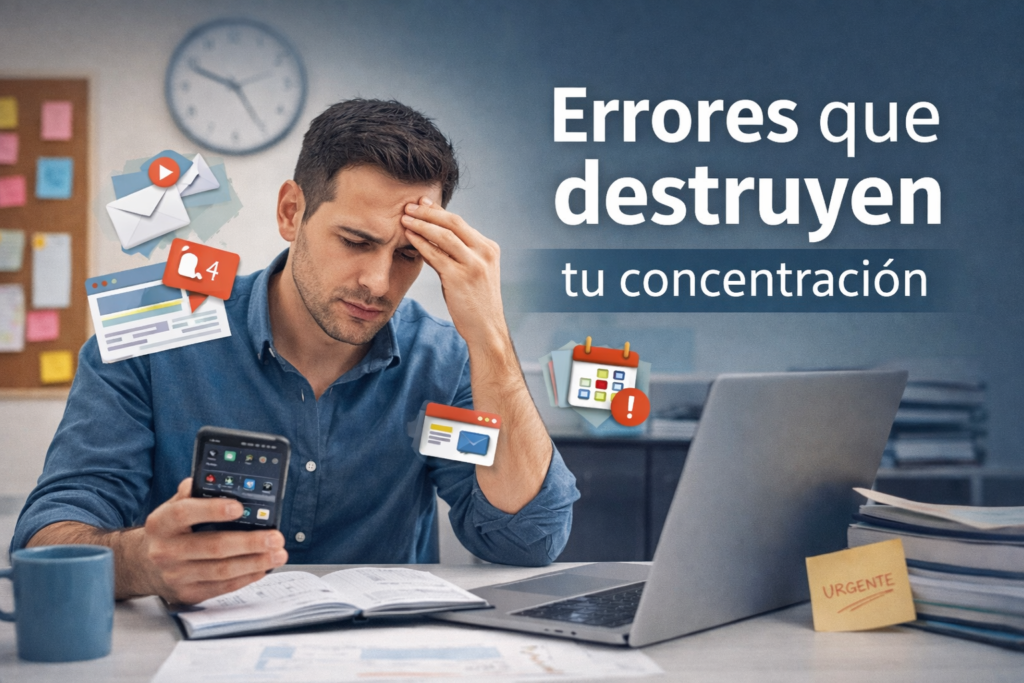 errores que destruyen tu concentración y afectan al foco mental en el trabajo