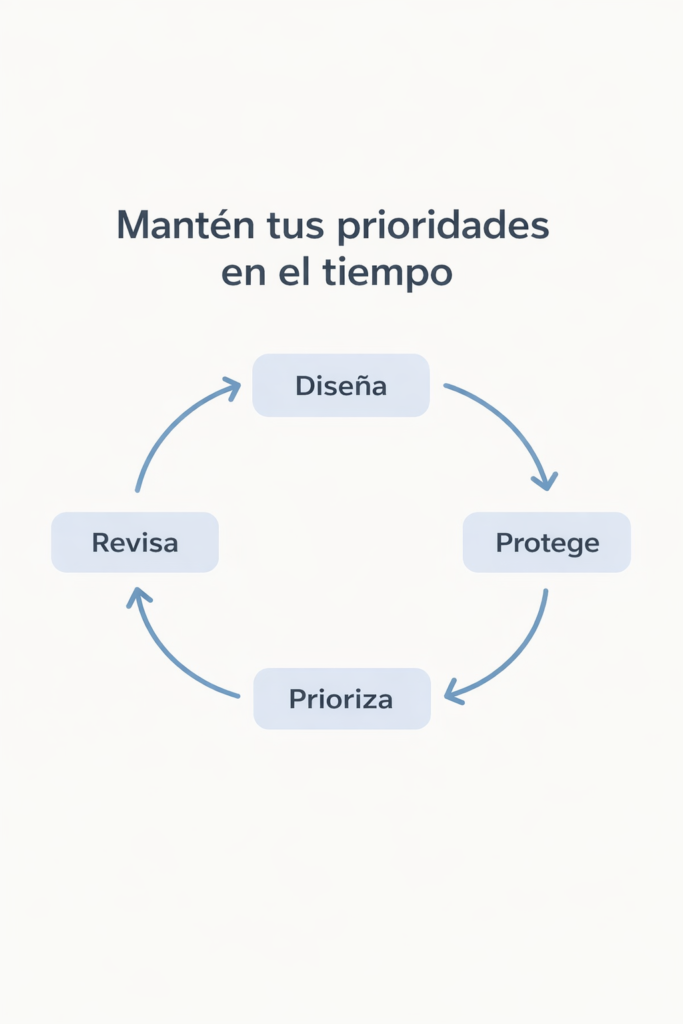 diagrama para mantener prioridades en el tiempo con sistema de diseño protección priorización y revisión