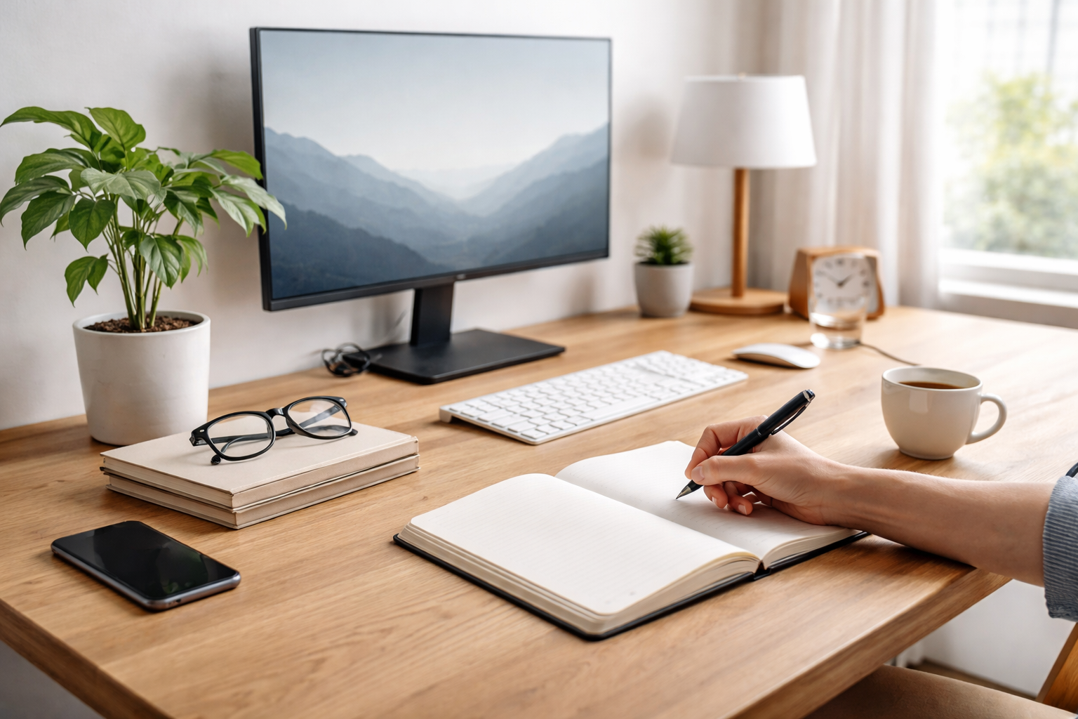 mejorar la concentración en un escritorio de trabajo sin distracciones