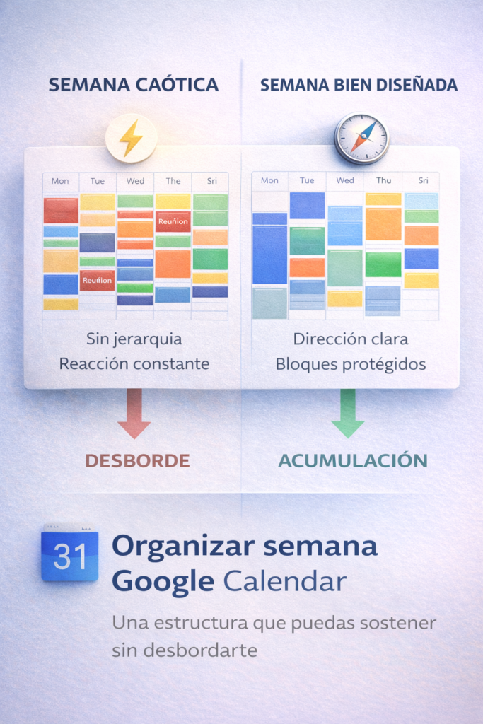 organizar semana google calendar ejemplo de semana caotica vs semana bien estructurada