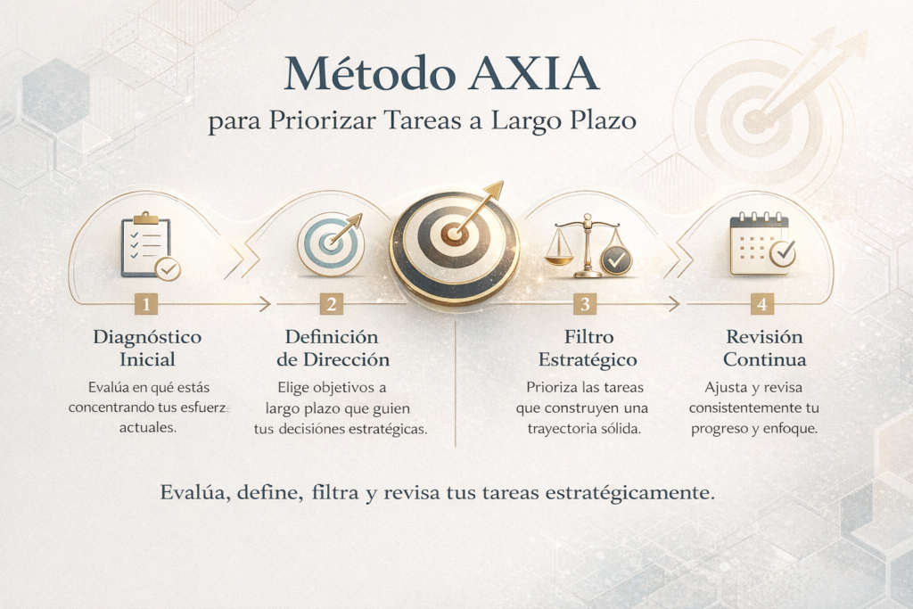 Diagrama para priorizar tareas a largo plazo con enfoque estratégico basado en el método AXIA