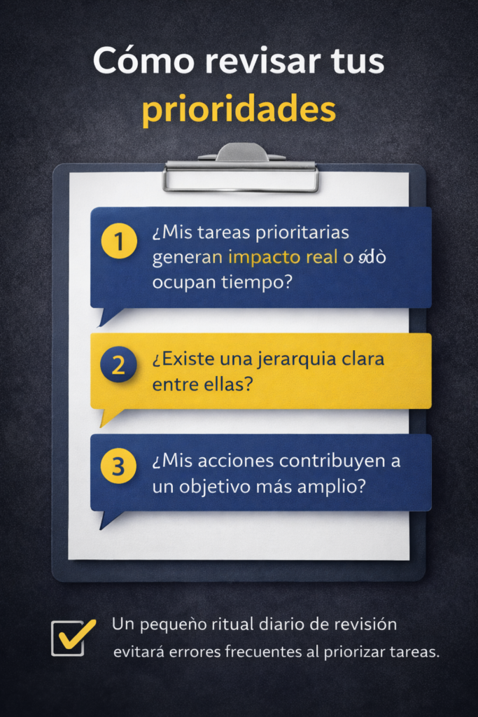 cómo revisar prioridades y tareas importantes en la productividad diaria