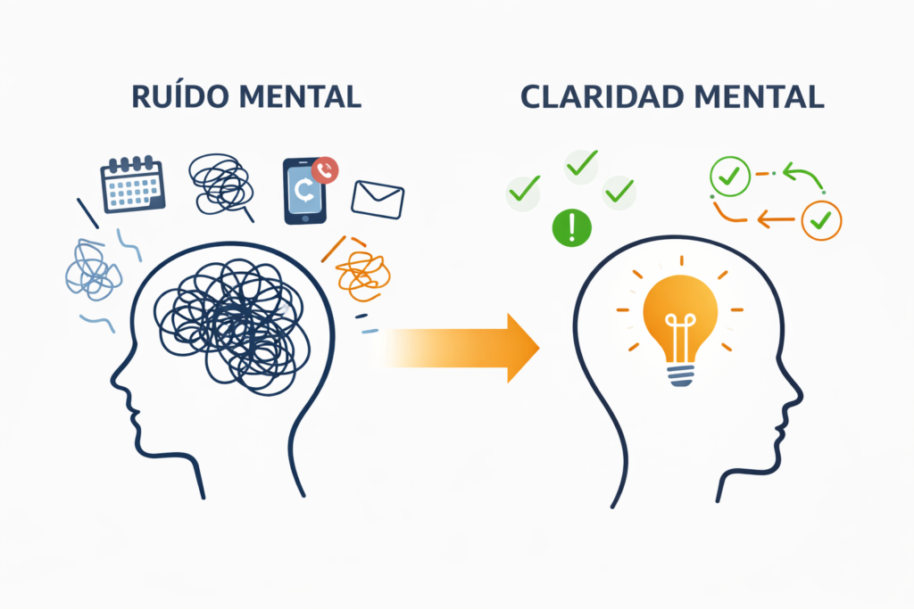 ruido mental vs claridad mental y mente enfocada