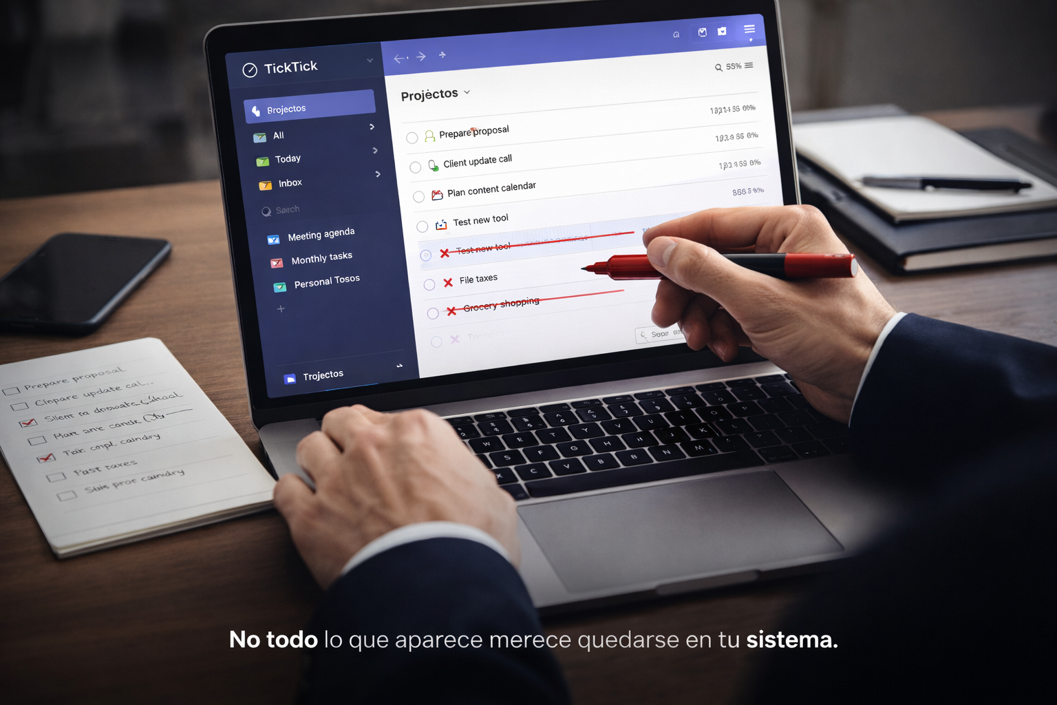 tareas ticktick decidir qué poner y qué eliminar para mejorar la productividad