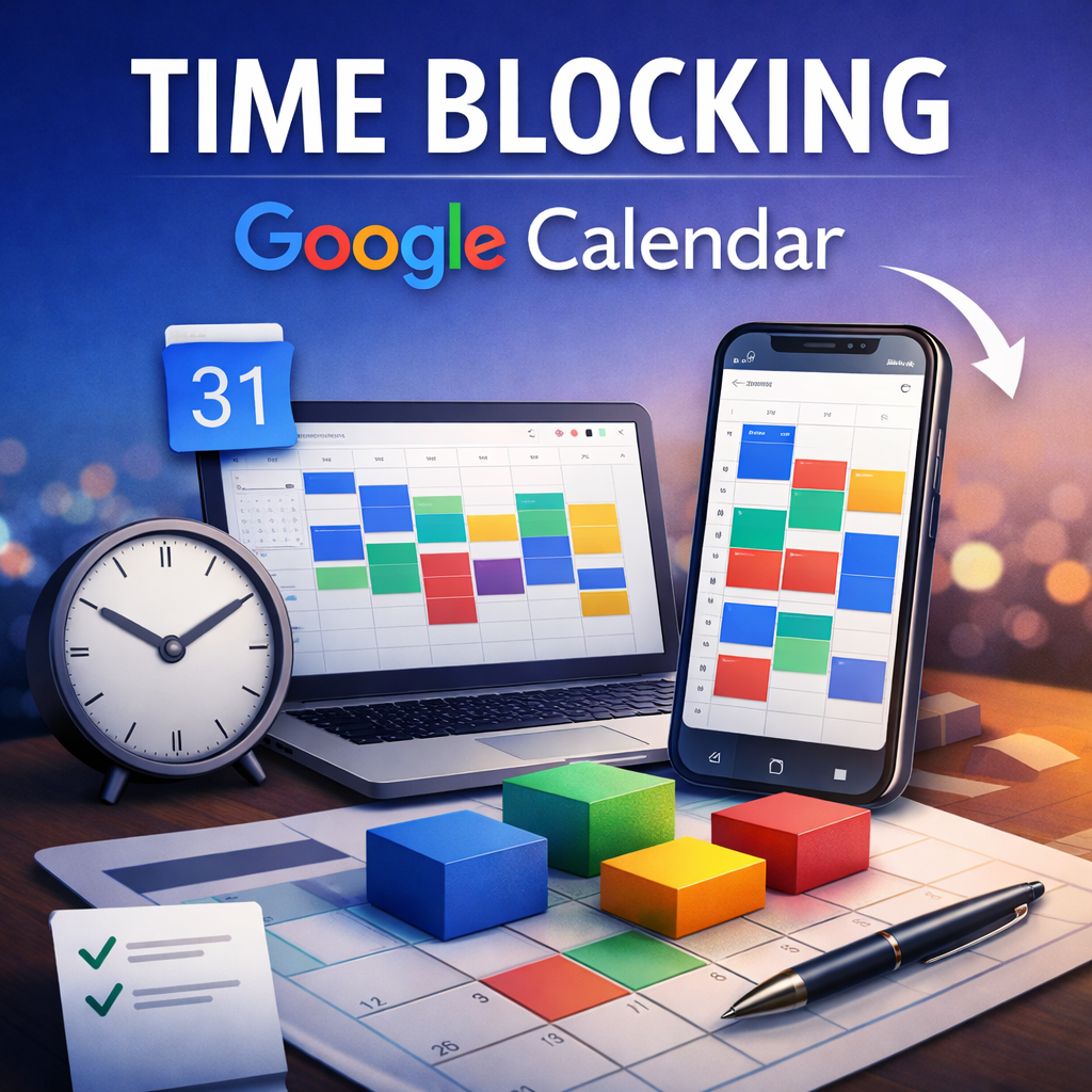 time blocking google calendar para organizar el día con bloques de tiempo