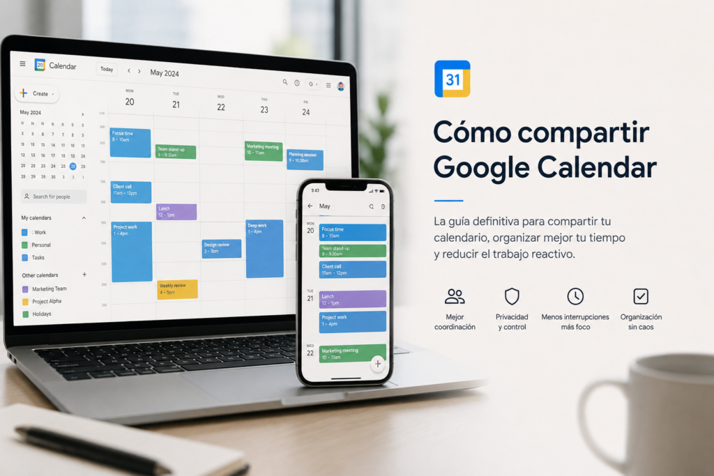 cómo compartir Google Calendar correctamente para organizar trabajo y reducir interrupciones