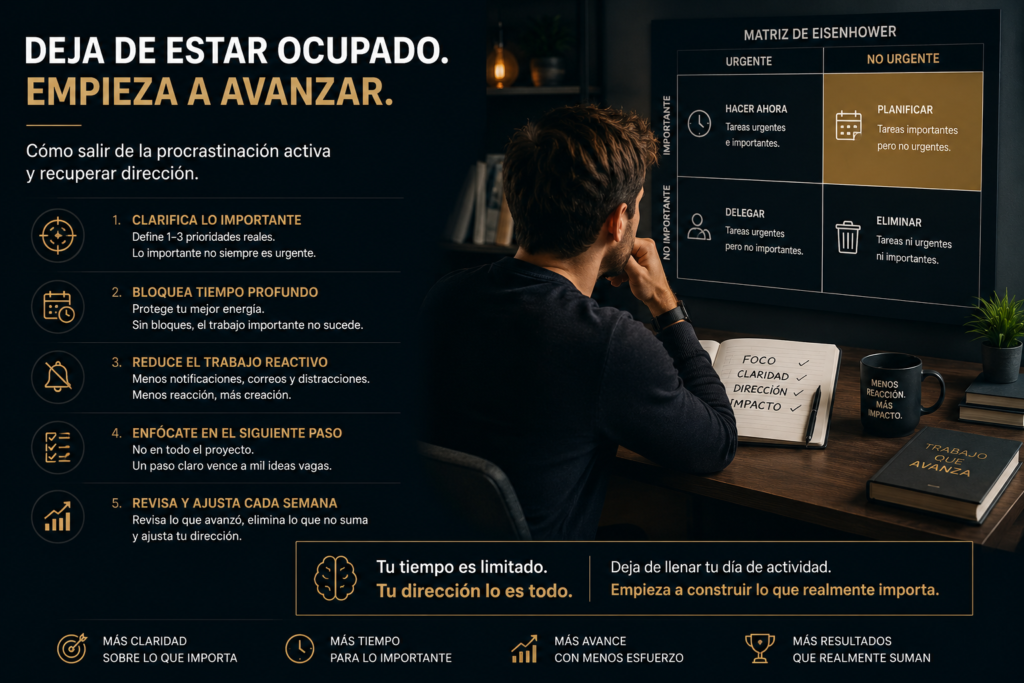 esquema visual sobre procrastinación activa y falsa productividad