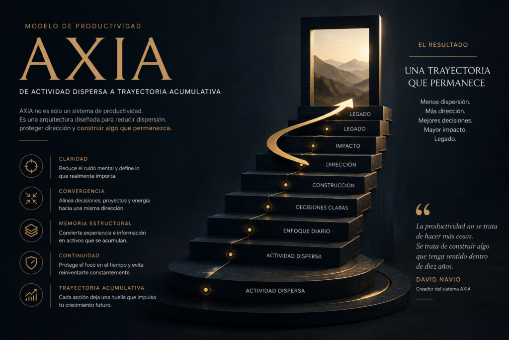 diagrama del modelo de productividad AXIA y su transformación hacia una trayectoria acumulativa