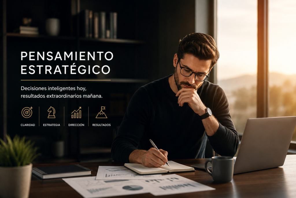 Hombre analizando información y tomando decisiones estratégicas en un entorno profesional