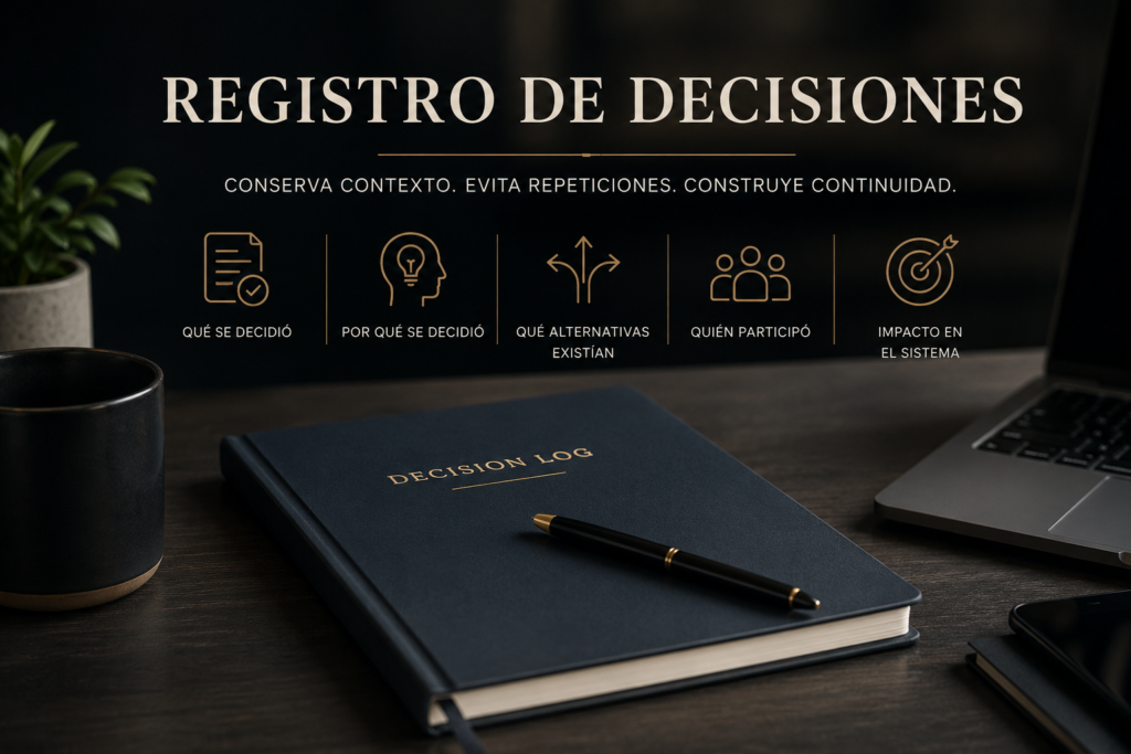 registro de decisiones para conservar contexto y continuidad operativa
