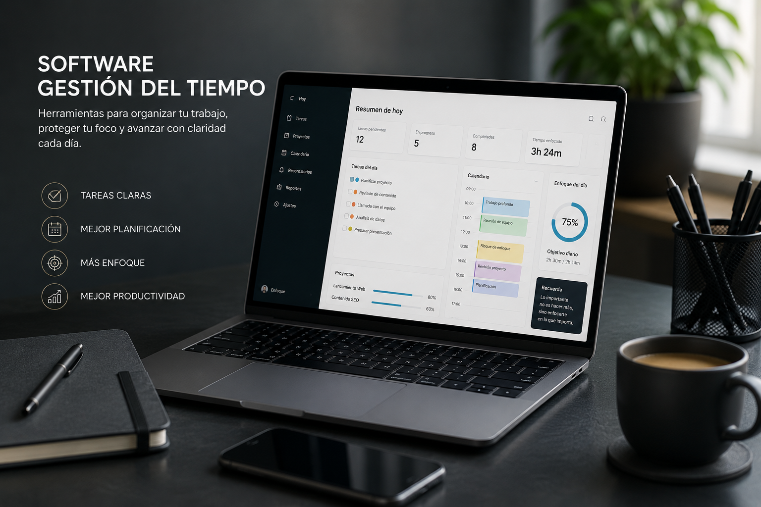 Software gestión del tiempo para organizar tareas y mejorar productividad
