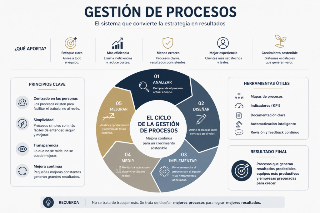 Diagrama del ciclo de la gestión de procesos para mejorar la eficiencia empresarial