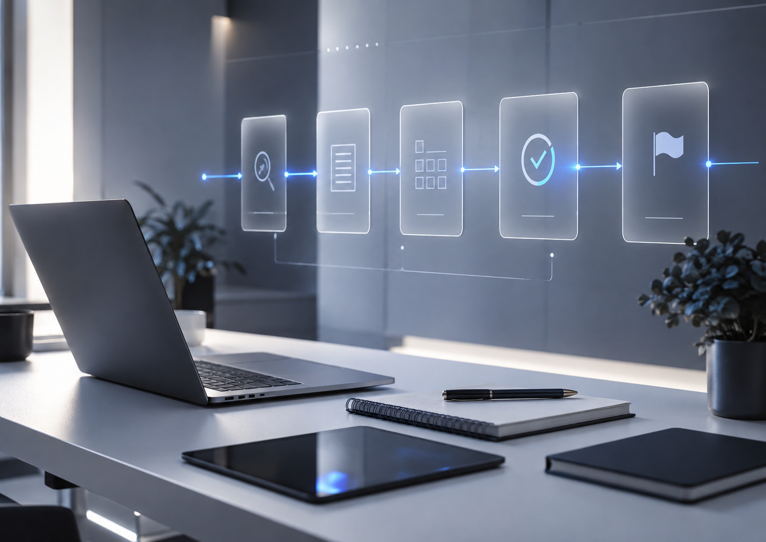 Flujo de trabajo digital para organizar tareas, procesos y etapas de forma eficiente