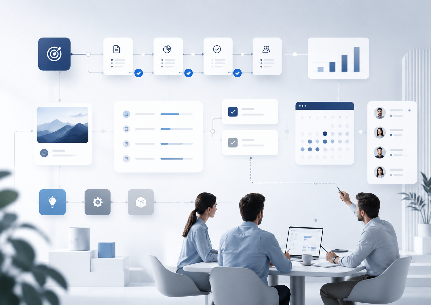 Organización del trabajo con equipos, tareas y procesos coordinados